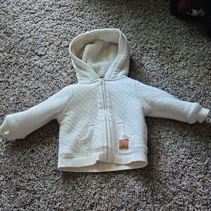 Carter's White Quilted Hoodie with Zipper and Hood